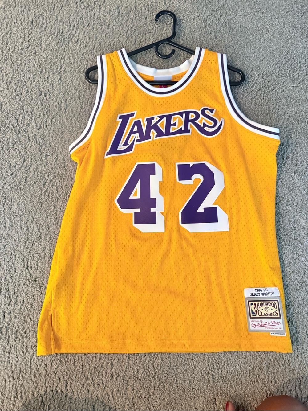 Large Mitchell & Ness Lakers Gold/Purple #42 Hardwood Classics Jersey